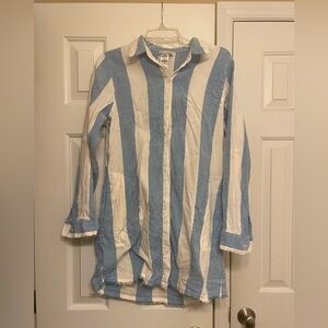 Tommy Bahama Rugby Beach Stripe Boyfriend Shirt Cover-Up Womens SP